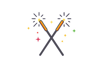 double sparkler icon two vertical sticks crossed