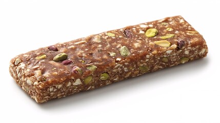 healthy nut and seed granola bar with oats and chocolate chips for snack and breakfast