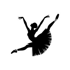 Vector illustration set of elegant ballet dancer silhouettes showing various classical ballet poses such as arabesque, pirouette, and grand jeté. Graceful female ballerinas performing artistic dance © fidznet