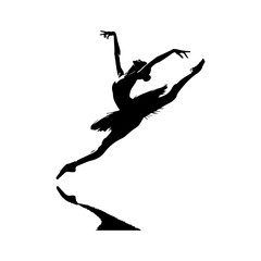Vector illustration set of elegant ballet dancer silhouettes showing various classical ballet poses such as arabesque, pirouette, and grand jeté. Graceful female ballerinas performing artistic dance © fidznet