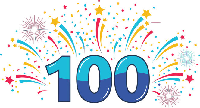 Colorful 100th anniversary with confetti