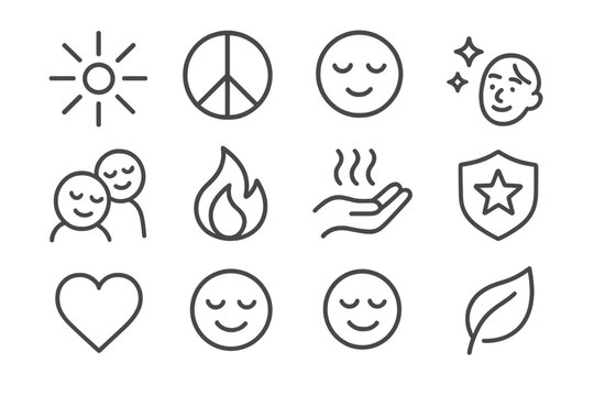 Vector bliss emotion symbol delight icons stars icon calm wave positive confidence