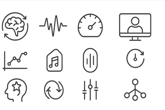 Haptic icon pulse neural tag concentration loop grid attention vector icons auditory