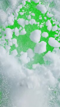 Dynamic Freeze Animation with animated frozen icee ffect on green screen background cold snow effect transparent distortion, overlay, glitch, static noise, scan lines black background, 4k video loop