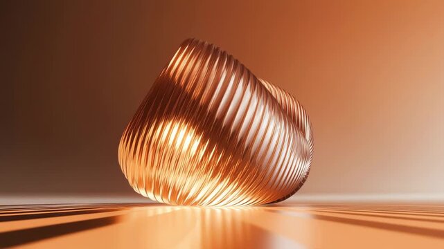 Abstract ribbed copper form