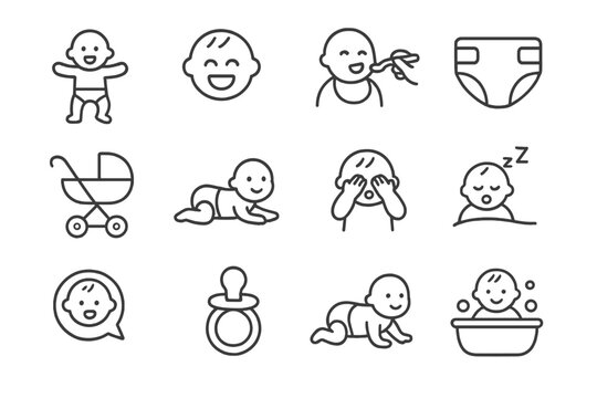 Time feeding symbol care first icon icons stroller milestone walk peekaboo baby