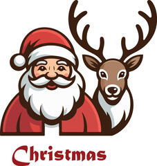 santa reindeer logo icon vector white background .