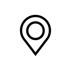 Simple Outline Location Pin Icon Vector Illustration on White Background, Map Pointer Symbol for Navigation and GPS