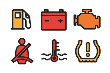 Essential car dashboard warning light symbols and automotive service icons