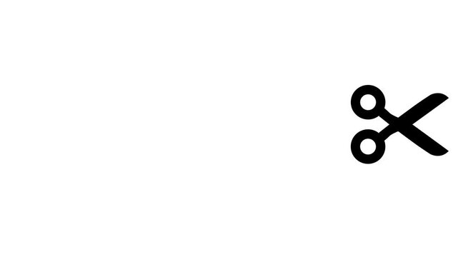 Dynamic Animation of Scissors Icon Cutting Along a Dotted Guideline on a White Background.