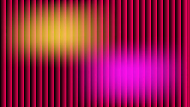 Abstract vertical stripes with glowing orbs of yellow and magenta light creating a vibrant and energetic visual experience