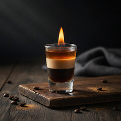 Flaming B-52 layered shot cocktail
