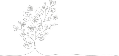 Minimalist floral illustration with delicate flowers and leaves