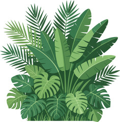 Lush Tropical Foliage Vector Graphic, Green Leaves Illustration