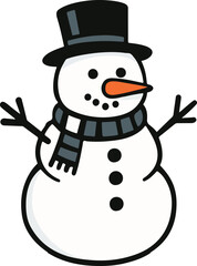 Cute Cartoon Snowman Illustration Minimalist Winter Character Vector