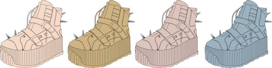 Edgy Platform Sneakers in Pastel Hues Fashionable Punk Footwear