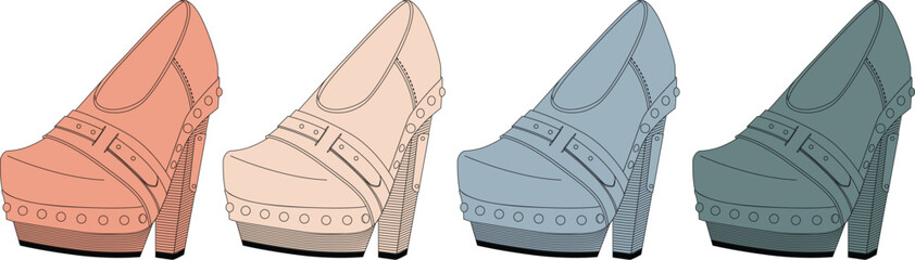 Four Fashionable High-Heeled Shoes in Various Pastel Tones A Style and Design Concept