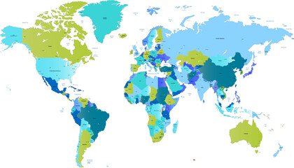 Obraz premium World map. Color modern vector map. Silhouette map