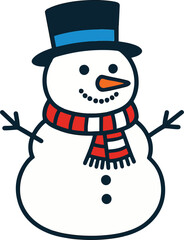 Cute Cartoon Snowman Illustration Minimalist Winter Character Vector