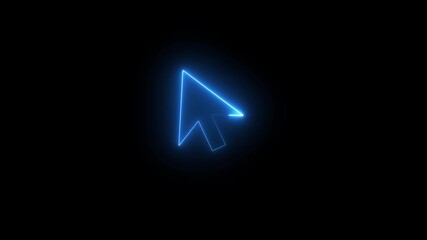 Neon mouse cursor arrow icon. Glowing neon arrow cursor icon for digital interface and web design elements - Powered by Adobe