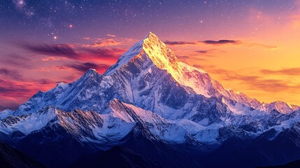 Majestic Snowcapped Mount Everest Sunset