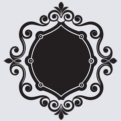 golden vintage ornament set frame  icon silhouette vector art illustration, vintage frame on black background