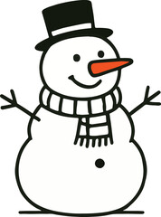 Cute Cartoon Snowman Illustration Minimalist Winter Character Vector