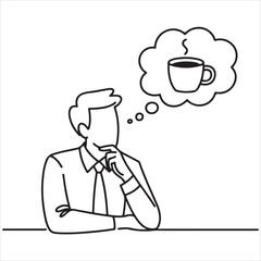 Conceptual illustration of a businessperson contemplating a refreshing hot beverage, symbolizing a break or idea generation