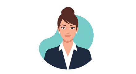 Confident and professional businesswoman illustration, depicting a female leader or employee with a friendly expression in a formal suit.