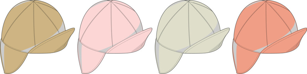 A row of colorful illustrated deerstalker hats, showcasing classic detective headwear accessories in varying hues for fashion and costume design concepts