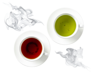 Hot tea mug duo isolated on transparent background