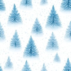 Obraz premium Winter Wonderland Pattern: Serene pattern of snow-dusted evergreen trees, creating a tranquil winter scene, invoking a sense of calm and the magic of winter.