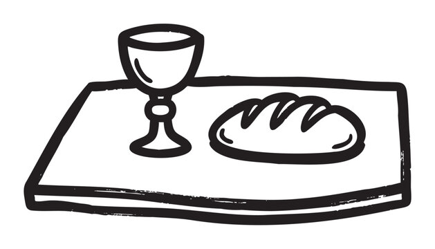 black and white communion bread and chalice clip art preview