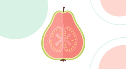 Vibrant Guava Slice Illustration On Minimalistic Background Design Aesthetic Focus