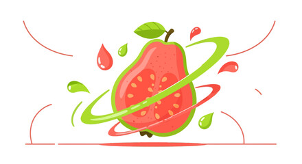 Vibrant Guava Slice Illustration Showing Freshness and Juicy Design for Artwork
