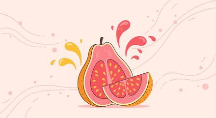 Vibrant Guava Slice Illustration Showing Fruity Freshness and Visual Delight for Food Content