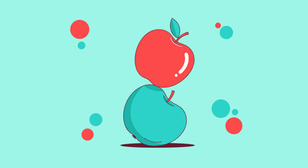 Vibrant Illustrated Apples Stacked On Top Of Each Other And Decorated With Dots