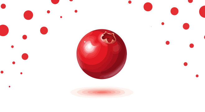 Vibrant Illustrated Cranberry With Red Dots Isolated on a White Background