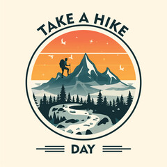 landscape illustration with the theme "take a hike day"