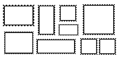 Black border postage stamp template set for creative projects