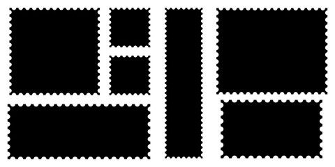 Black border postage stamp template set for creative projects