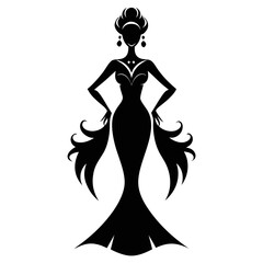 Santa sleigh silhouette with reindeer