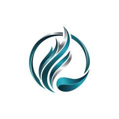 Obraz premium Abstract blue and silver flame logo design