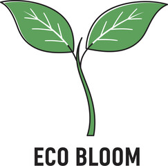 Eco Bloom Green Sprout Logo, Sustainable, Fresh, Natural Plant Vector Illustration