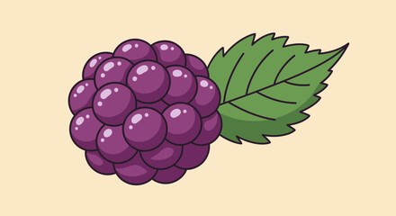 Vibrant Illustration of a Fresh Blackberry Branch Depicting a Delicious and Organic Fruit