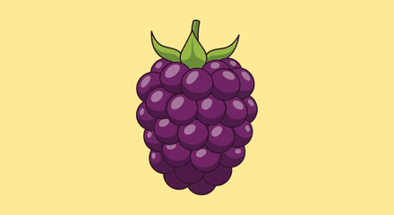 Vibrant Illustration of a Fresh Blackberry fruit isolated on Yellow Background