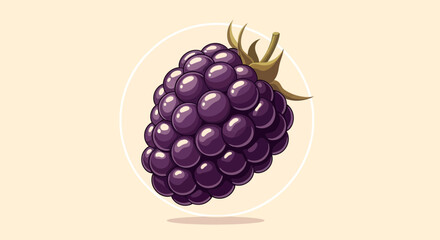 Vibrant Illustration of a Fresh Blackberry, Digitally Rendered, Set Against a Neutral Backdrop