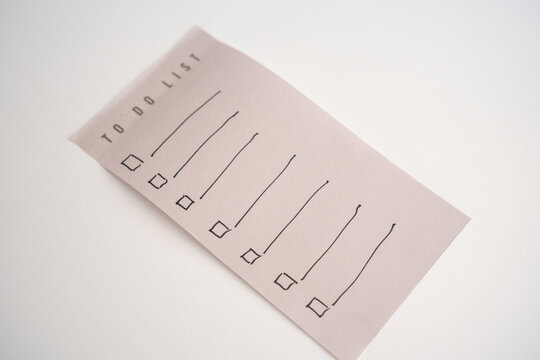 Empty to do list with lines and boxes unchecked isolated on white background. Horizontal format