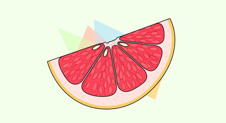 Vibrant Illustration Of A Half Grapefruit Slice With Colorful Geometric Accents