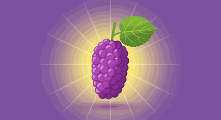 Vibrant Illustration Of A Luscious Purple Grape Bunch Illuminated With Radiant Light